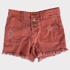NOBO No Boundaries Womens Juniors High Rise Size 5 Shorts Rust Red Orange